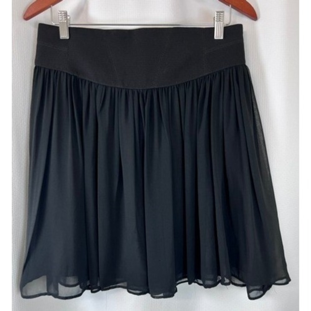Zara Basic Chiffon Mini Skirt Womens Size M Black Flowy Y2K Coquette Aesthetic